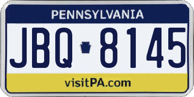 PA license plate JBQ8145