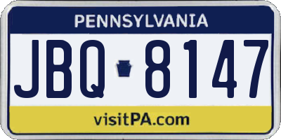 PA license plate JBQ8147