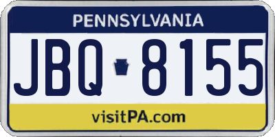 PA license plate JBQ8155