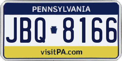PA license plate JBQ8166