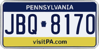 PA license plate JBQ8170