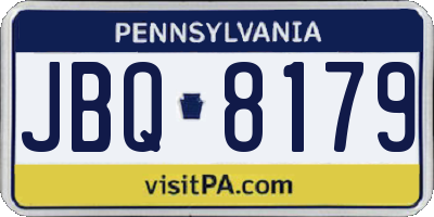 PA license plate JBQ8179