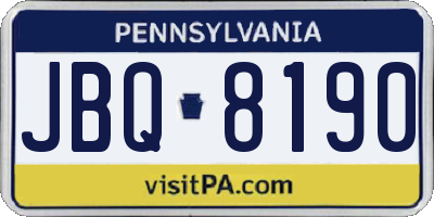 PA license plate JBQ8190