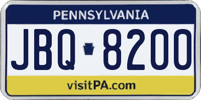 PA license plate JBQ8200
