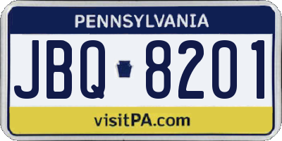 PA license plate JBQ8201