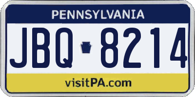 PA license plate JBQ8214