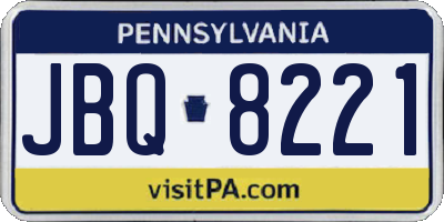 PA license plate JBQ8221