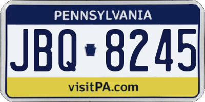 PA license plate JBQ8245