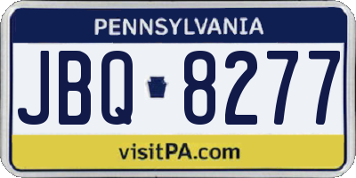 PA license plate JBQ8277