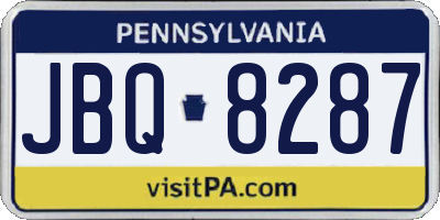 PA license plate JBQ8287