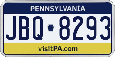 PA license plate JBQ8293