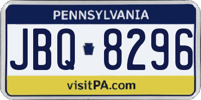 PA license plate JBQ8296