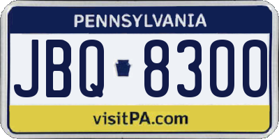 PA license plate JBQ8300