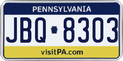 PA license plate JBQ8303