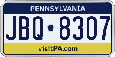 PA license plate JBQ8307
