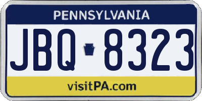 PA license plate JBQ8323