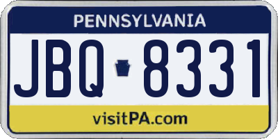 PA license plate JBQ8331