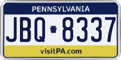 PA license plate JBQ8337