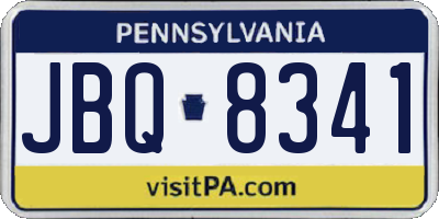 PA license plate JBQ8341