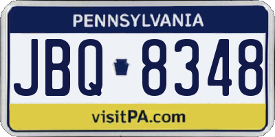 PA license plate JBQ8348