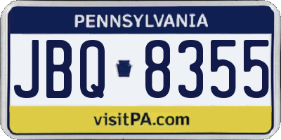 PA license plate JBQ8355
