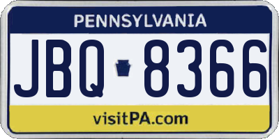 PA license plate JBQ8366