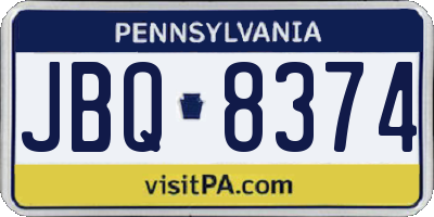 PA license plate JBQ8374