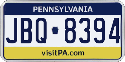 PA license plate JBQ8394