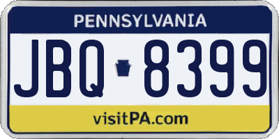 PA license plate JBQ8399