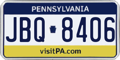 PA license plate JBQ8406