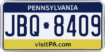 PA license plate JBQ8409
