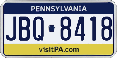 PA license plate JBQ8418