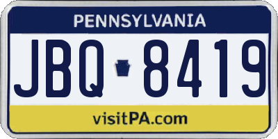 PA license plate JBQ8419
