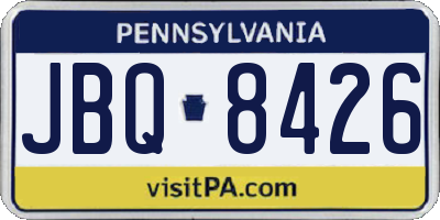 PA license plate JBQ8426