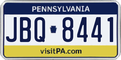 PA license plate JBQ8441