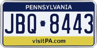 PA license plate JBQ8443