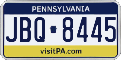 PA license plate JBQ8445