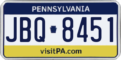 PA license plate JBQ8451