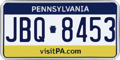 PA license plate JBQ8453