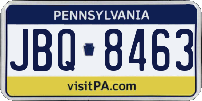 PA license plate JBQ8463