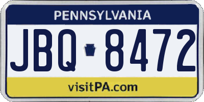 PA license plate JBQ8472
