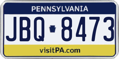 PA license plate JBQ8473