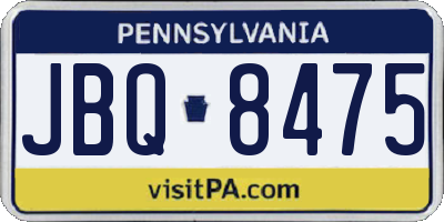 PA license plate JBQ8475