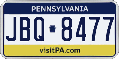 PA license plate JBQ8477