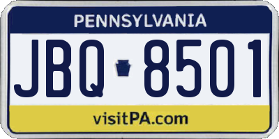 PA license plate JBQ8501