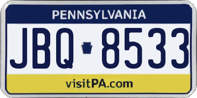 PA license plate JBQ8533