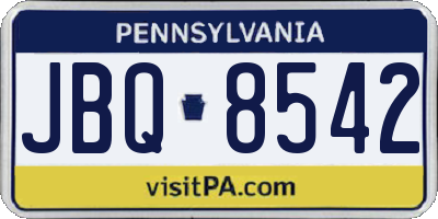 PA license plate JBQ8542