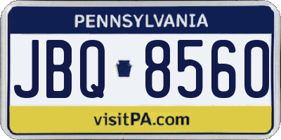 PA license plate JBQ8560