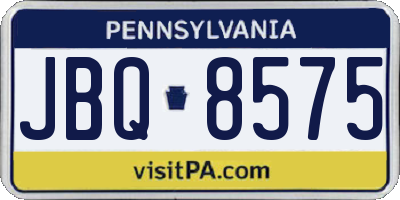 PA license plate JBQ8575