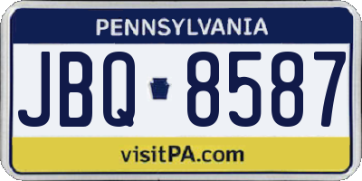 PA license plate JBQ8587